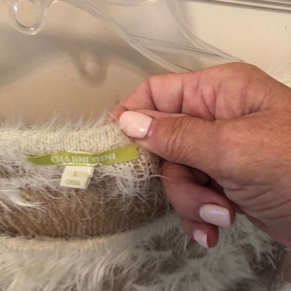 Gianni Bini “fluffy” Sz L sweater brown and cream - Picture 4 of 4